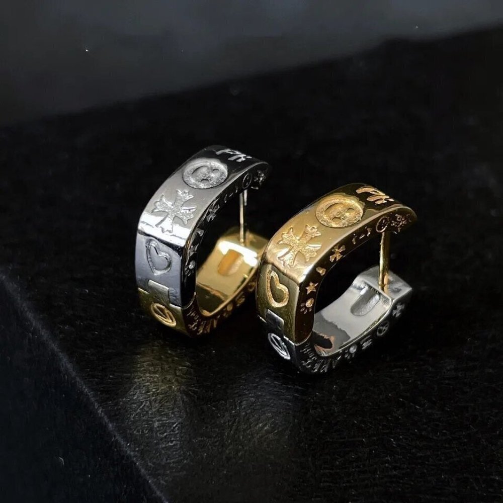 Gold Silver Color Hollow Geometric Square Letter Smile Hoop Earrings - Picture 7 of 7